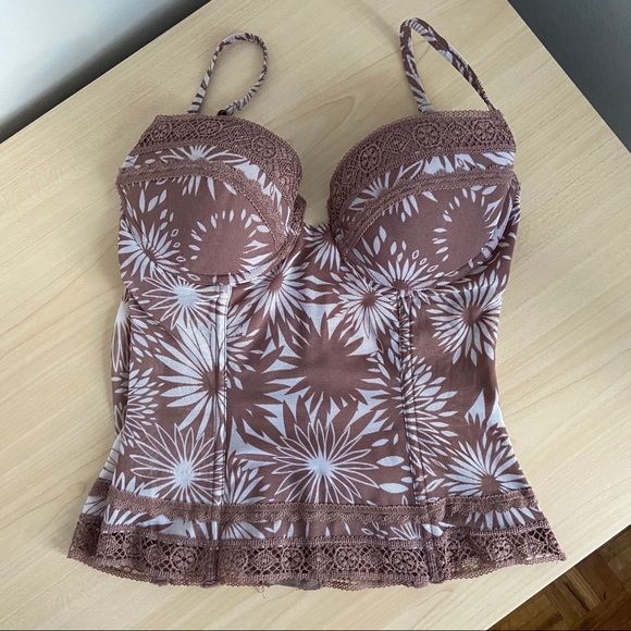 LA SENZA Brown Floral Corset Top -Size M - Picture 10 of 10